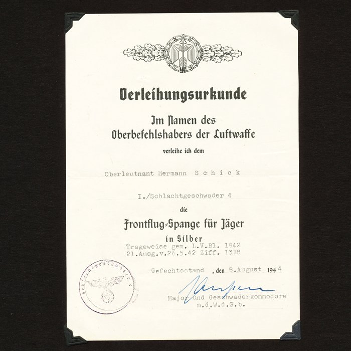 AMG2 Grouping to include award documents, Wehrpass and photo album for a Luftwaffe Schlachtflieger killed in action July '44 — image 12