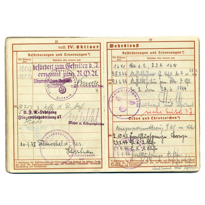 AMG2 Grouping to include award documents, Wehrpass and photo album for a Luftwaffe Schlachtflieger killed in action July '44 — image 8