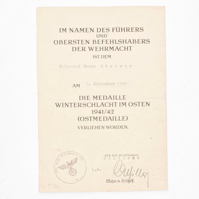 SPA62 Set of four award documents, EKII, Ostmedaille, EKI and Verwundetenabzeichen in Silver for Heer Großdeutschland Feldwebel — image 4