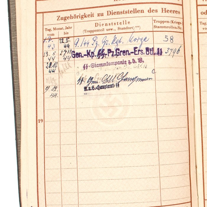 SJA57 Wehrpass with uniform photo for member of Waffen-SS Panzer Grenadier Regiment Norge — image 7