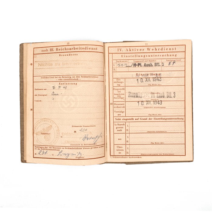 SJA58 Wehrpass with cover for a youthful member of Waffen-SS Pionier Btl. and then Das Reich Pz.Rgt. Stabskp. — image 7