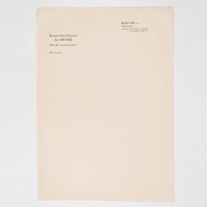 WAC18 Single sheet of stationery Kanzlei des Führers der NSDAP, …