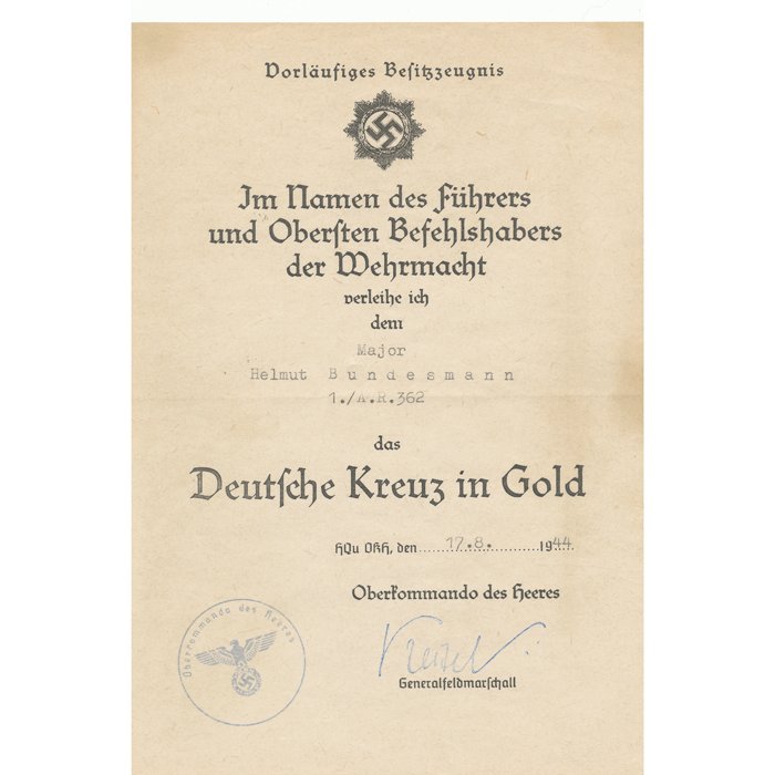 TAP4 Set including Soldbuch and award document for Heer Major German Cross in Gold recipient, Italian front — image 9