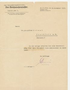 JAB1 Letter signed by Admiral Canaris in role of Reichskriegminister