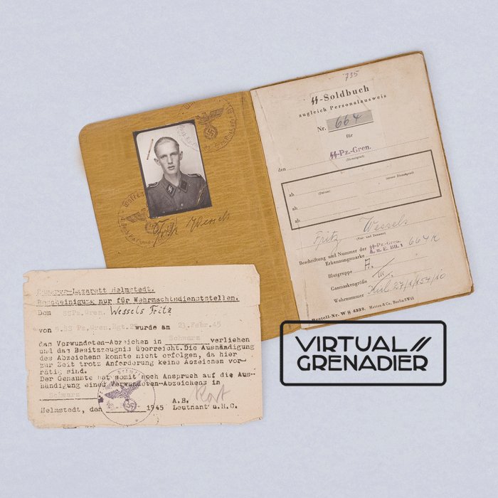 TAP13 Late war Waffen-SS Soldbuch for an SS-Pz.-Gren. that served with several units including 12/SS-Pz.Div. Hitlerjugend — image 2