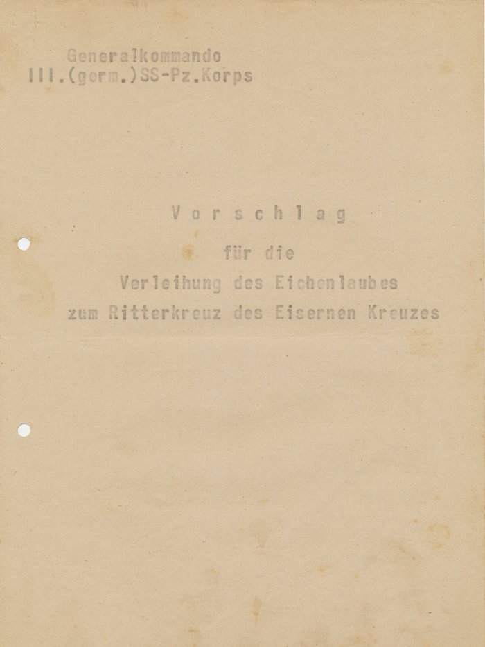 PTA1 Original Eichenlaub Vorschlag and personnel file for SS-Gruppenführer Fritz von Scholz — image 7