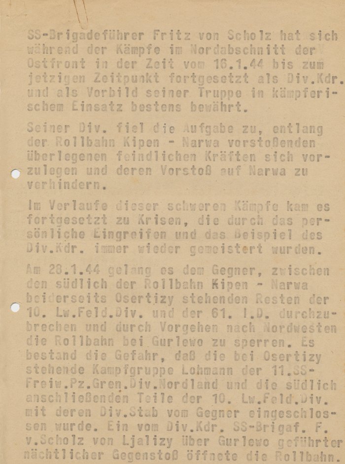 PTA1 Original Eichenlaub Vorschlag and personnel file for SS-Gruppenführer Fritz von Scholz — image 9