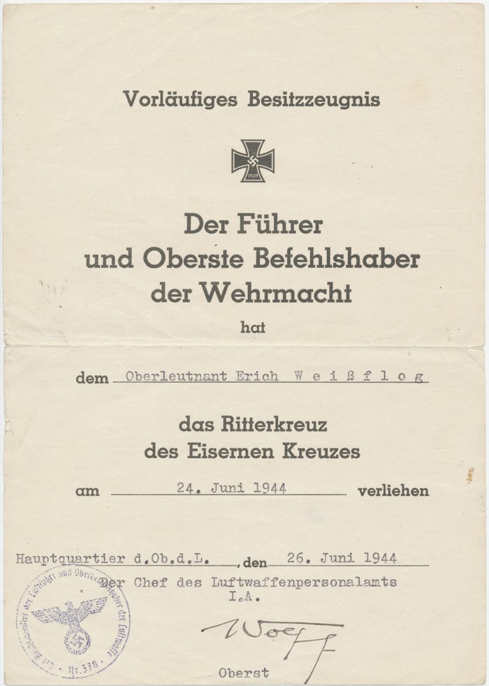 GMA10 Grouping pertaining to Luftwaffe Ritterkreuzträger Oberleutnant Erich Weißflog — image 4