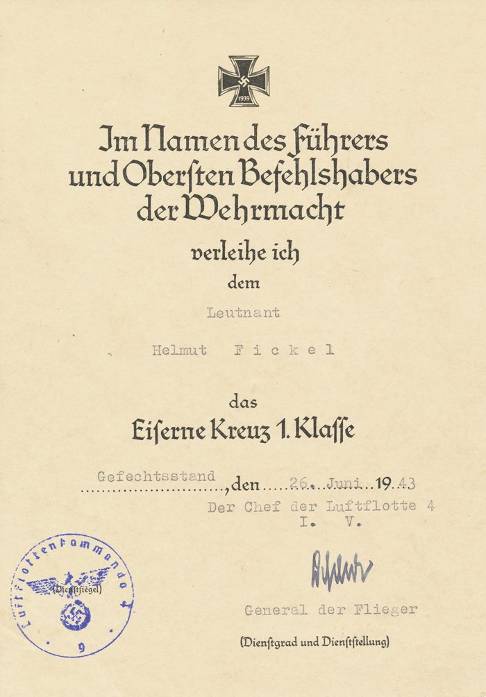 GMA9 Grouping pertaining to Luftwaffe Ritterkreuzträger Leutnant Helmut Fickel — image 10