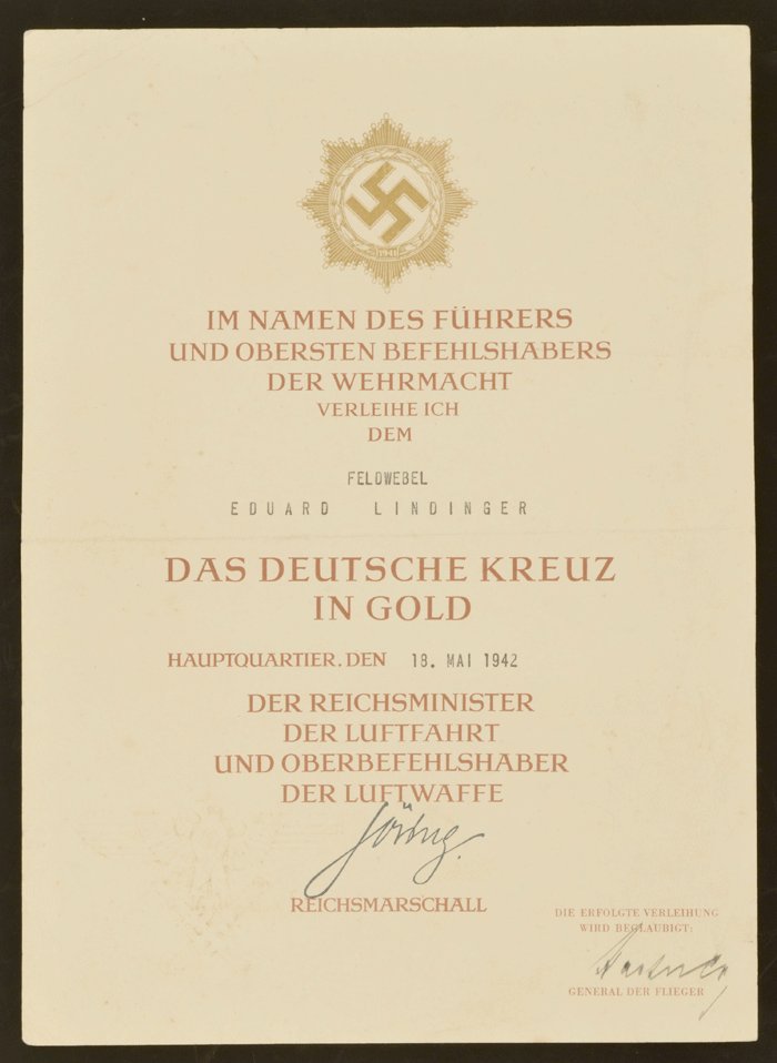 GMA6 Set of documents and photographs related to Luftwaffe Ritterkreuzträger Hauptfeldwebel Eduard Lindinger — image 3