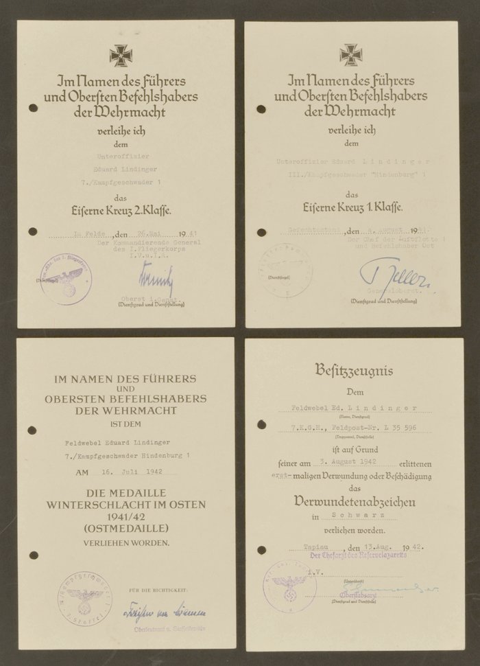 GMA6 Set of documents and photographs related to Luftwaffe Ritterkreuzträger Hauptfeldwebel Eduard Lindinger — image 6