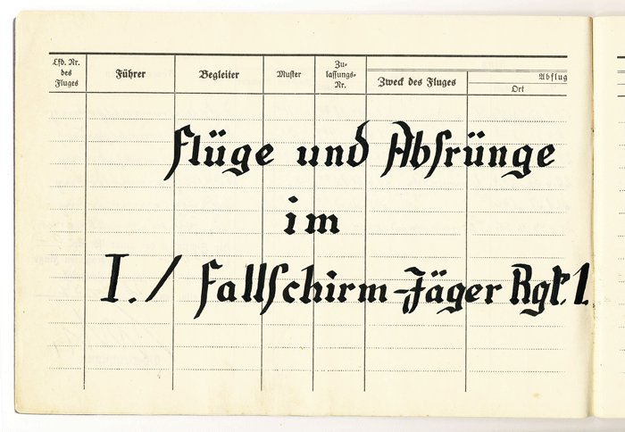 AQD1 Flugbuch to a Fallschirmjäger Ritterkreuz des Eisernen Kreuzes mit Eichenlaub recipient, dated 1937 and signed by both Koch and Becker — image 6