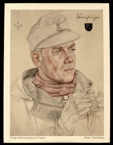 GMA4 Wolf Willrich color poster of Heer Eichenlaubträger Major Bärenfänger …