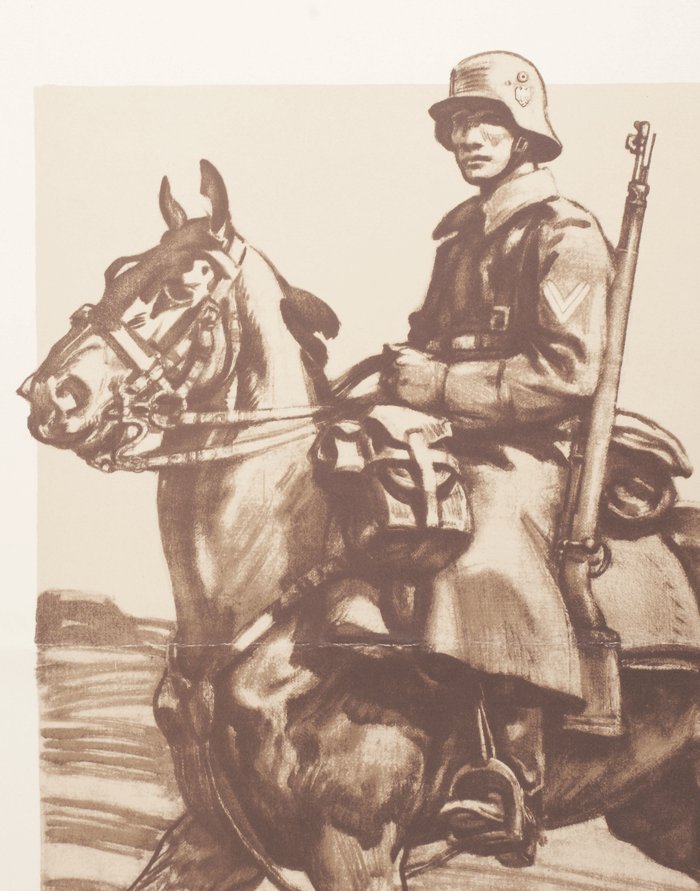 FA004 Poster sized certificate of service for a Heer Gefreiter in Reiter-Regiment 17 — image 3