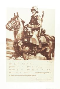 FA004 Poster sized certificate of service for a Heer Gefreiter …