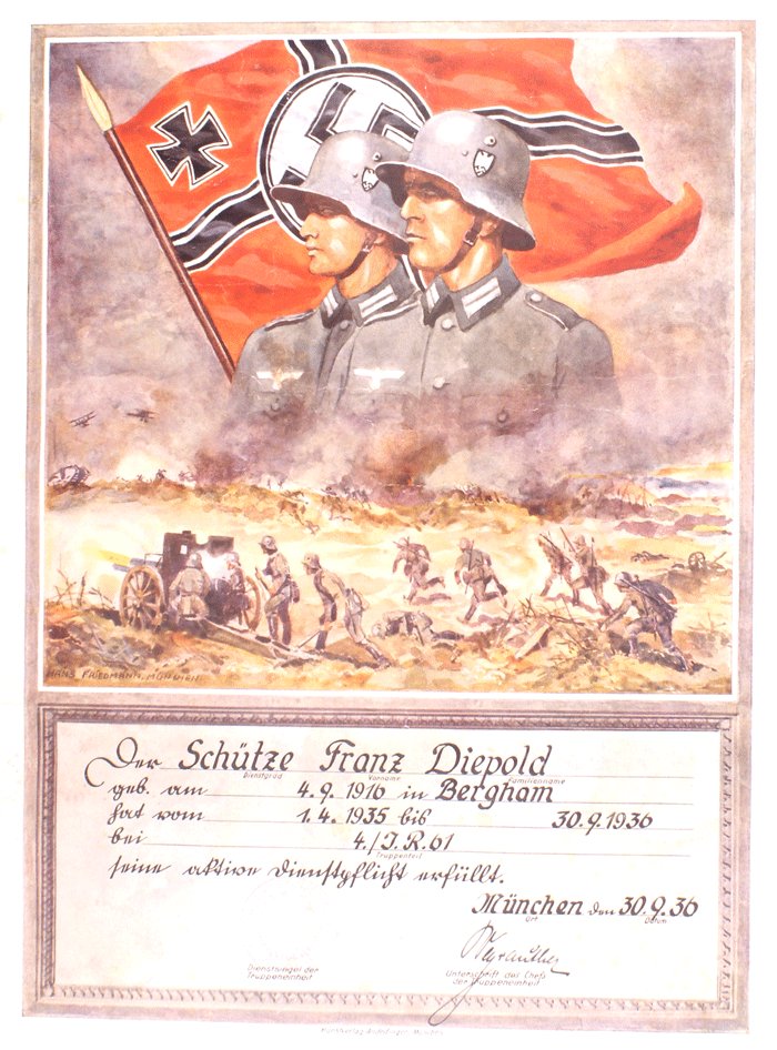 Colorful certificate of service for a Schütze in 4./I.R. 61 — image 2