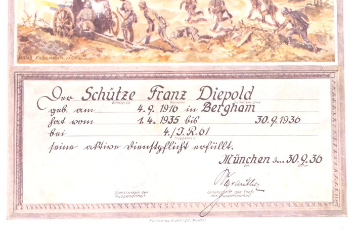 Colorful certificate of service for a Schütze in 4./I.R. 61 — image 4