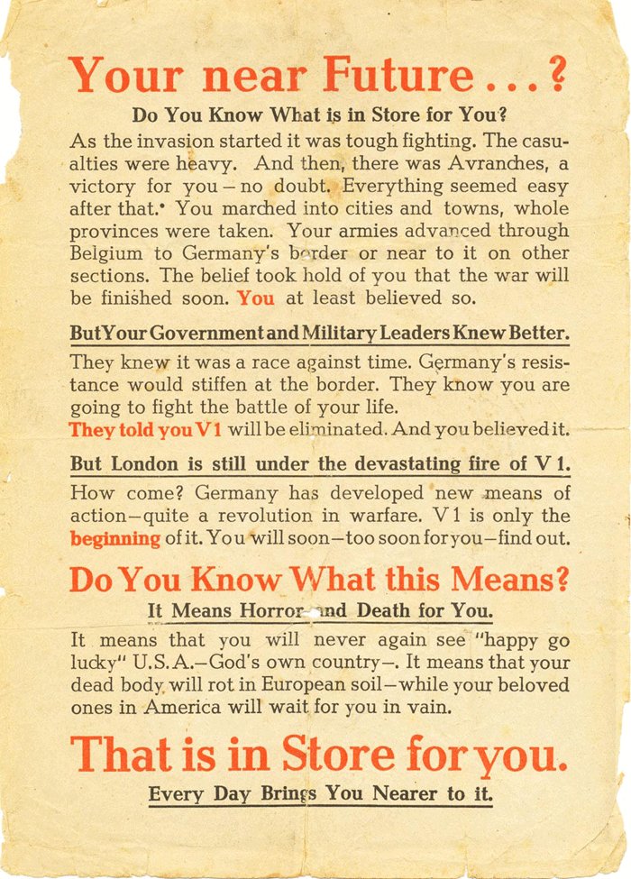 German leaflet for consumption by allied troops — image 3