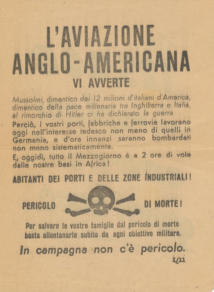 Allied leaflet warning Italian civilians of impending bombing attack — image 2