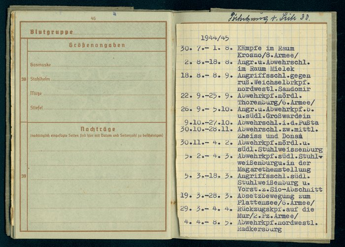 STN1 Set of documents for highly decorated soldier in 23rd Panzer Div. including Wehrpass and 25 Bronze Panzer Assault Badge — image 8