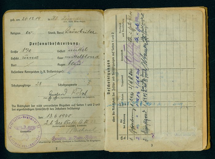 Soldbuch to Heer Kanonier killed in action — image 3