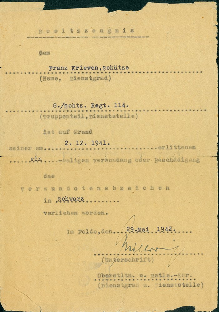 NDA11 Document set for Panzergrenadier - Bronze Panzer Assault Badge, Silver Wound Badge and other awards — image 2