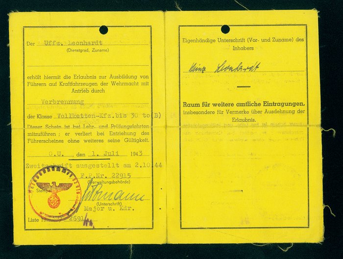 NLC1 Driving Instructor's License for Heer Unteroffizier — image 2