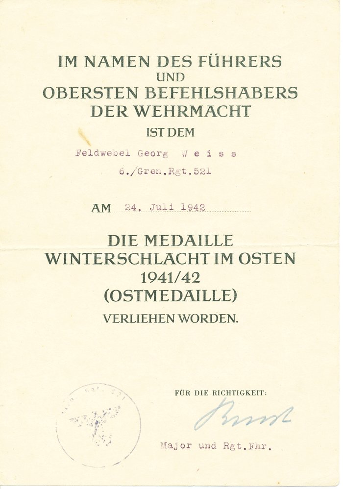 Preliminary Ritterkreuz document set for Unteroffizier Weiss — image 4