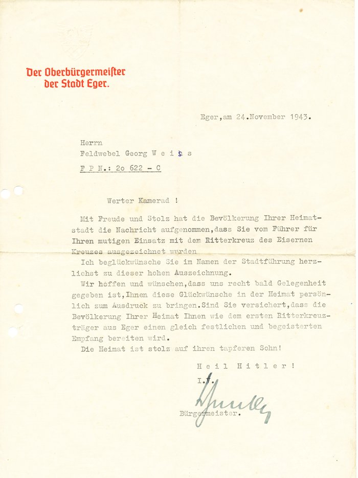 Preliminary Ritterkreuz document set for Unteroffizier Weiss — image 6