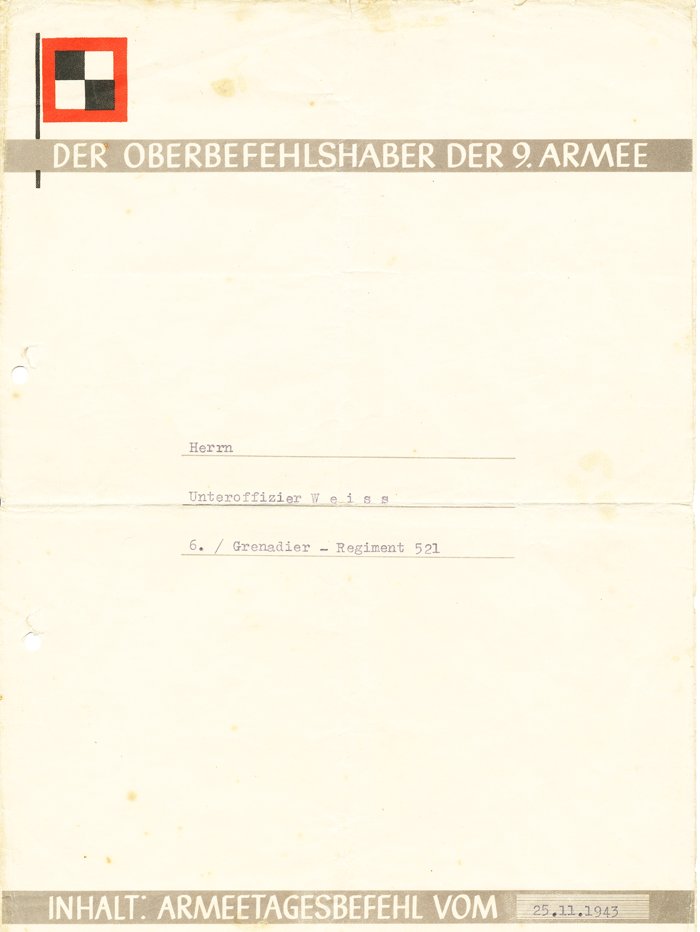 Preliminary Ritterkreuz document set for Unteroffizier Weiss — image 7