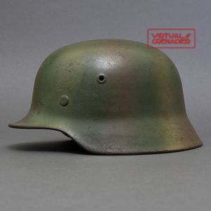 RH57 Luftwaffe M40 single decal tricolor spray camouflaged helmet