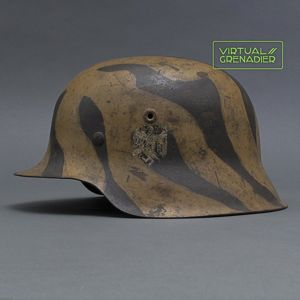 RH50 Heer M42 single decal 'tiger stripe' camouflaged helmet