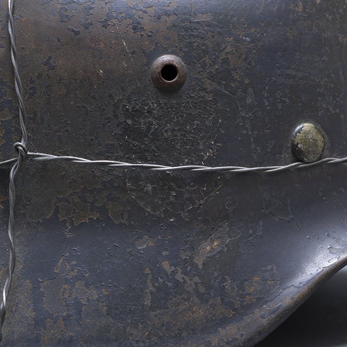 RH45 Luftwaffe M35 double decal overpainted baling wire camouflaged helmet — image 11