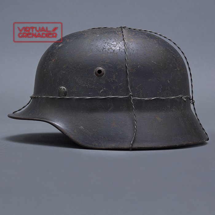 RH45 Luftwaffe M35 double decal overpainted baling wire camouflaged helmet — image 2