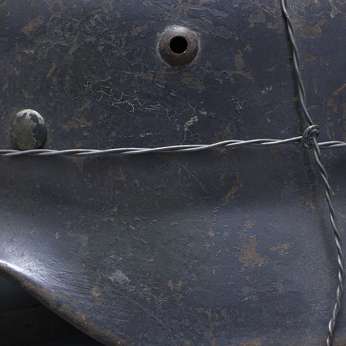 RH45 Luftwaffe M35 double decal overpainted baling wire camouflaged helmet — image 3