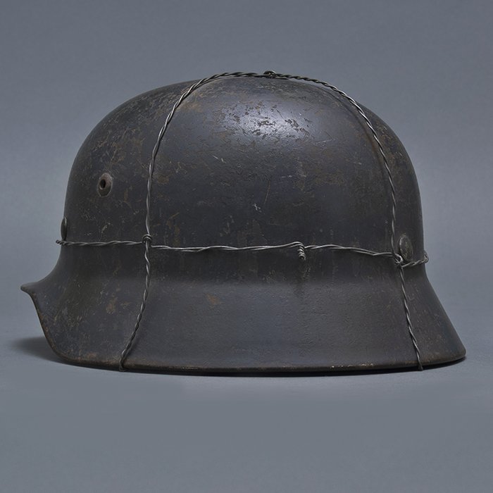 RH45 Luftwaffe M35 double decal overpainted baling wire camouflaged helmet — image 8