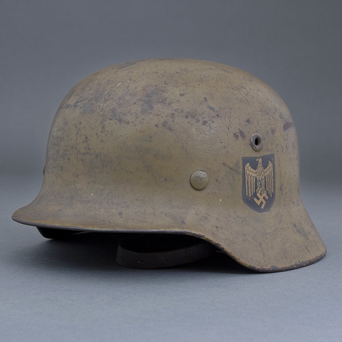 ADM78 Heer M40 single decal olive tan camouflaged helmet — image 5