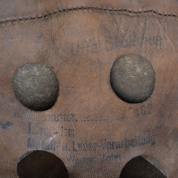 RH23 Luftwaffe M38 single decal tricolor over tan camouflaged Fallschirmjäger helmet — image 29