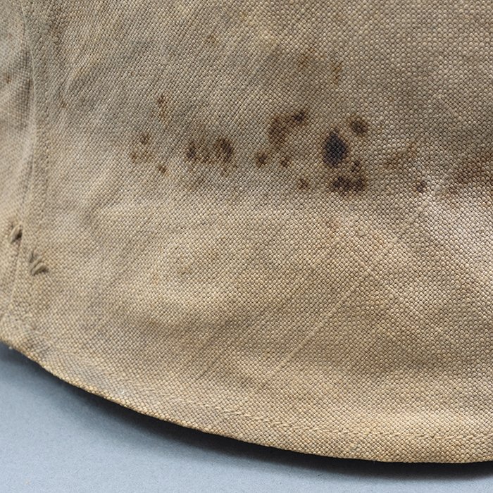 RH28 Heer M40 single decal sawdust overpaint helmet with field made burlap cover — image 12