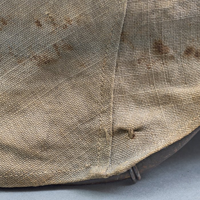 RH28 Heer M40 single decal sawdust overpaint helmet with field made burlap cover — image 14