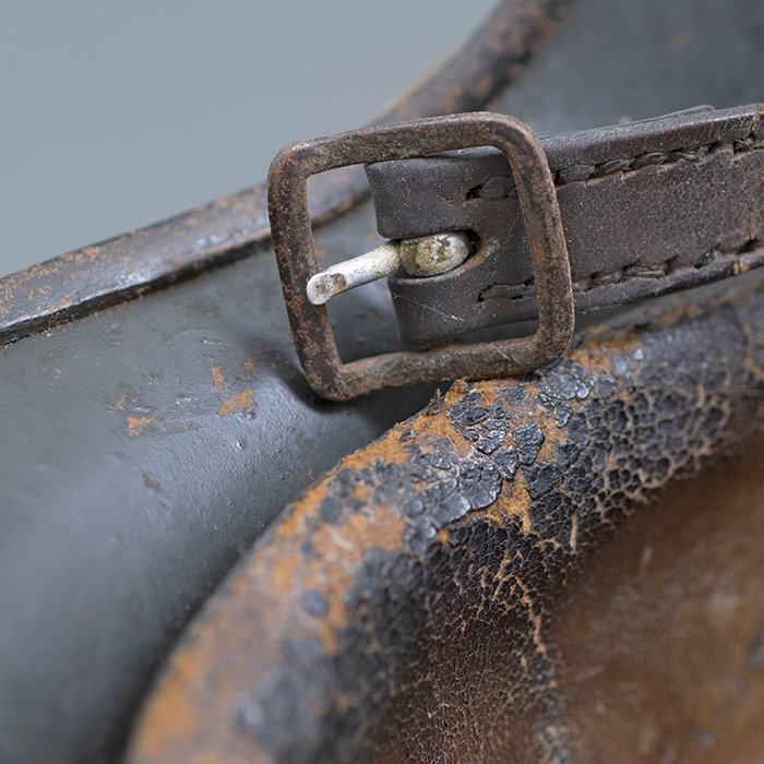 RH28 Heer M40 single decal sawdust overpaint helmet with field made burlap cover — image 29