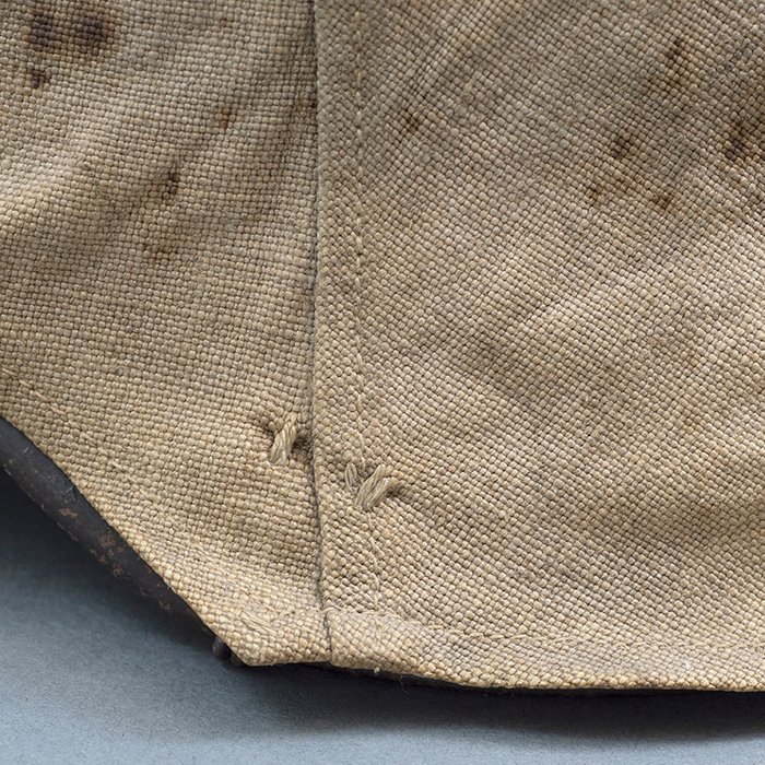 RH28 Heer M40 single decal sawdust overpaint helmet with field made burlap cover — image 3