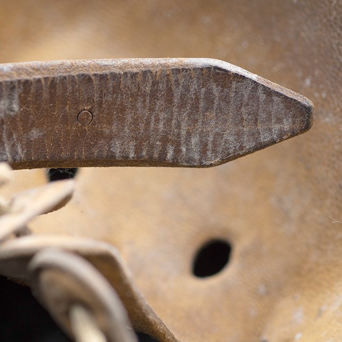 RH28 Heer M40 single decal sawdust overpaint helmet with field made burlap cover — image 30