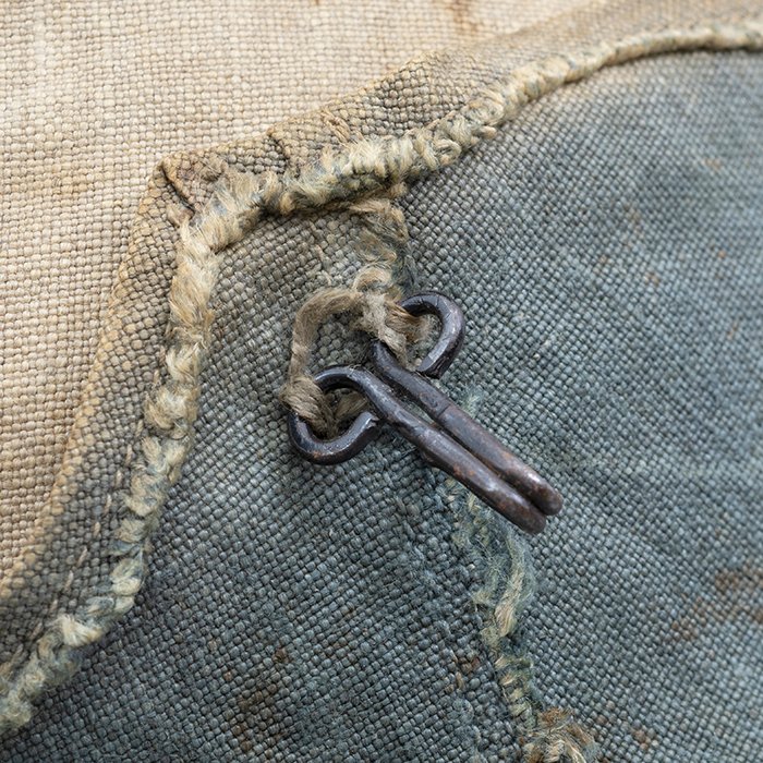 RH28 Heer M40 single decal sawdust overpaint helmet with field made burlap cover — image 6