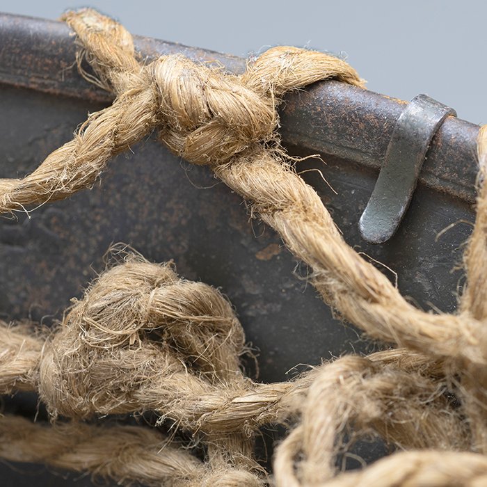 RH29 Heer M40 single decal camouflaged helmet with issue net and elastic bands — image 26