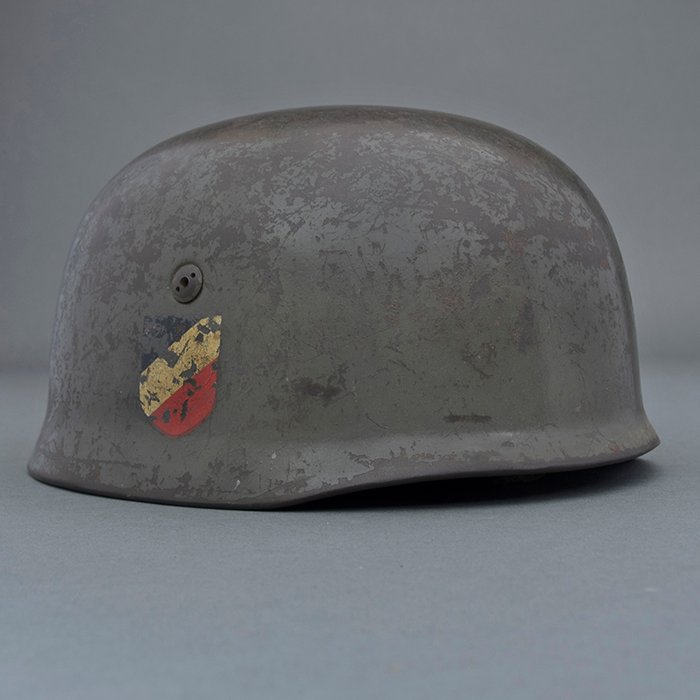 RH27 Luftwaffe M38 double decal camouflaged Fallschirmjäger helmet — image 6