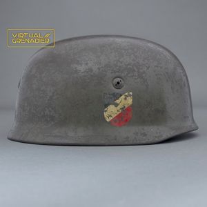 RH27 Luftwaffe M38 double decal camouflaged Fallschirmjäger helmet