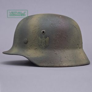 RH18 Heer M35 quadcolor spray sawdust camouflaged helmet
