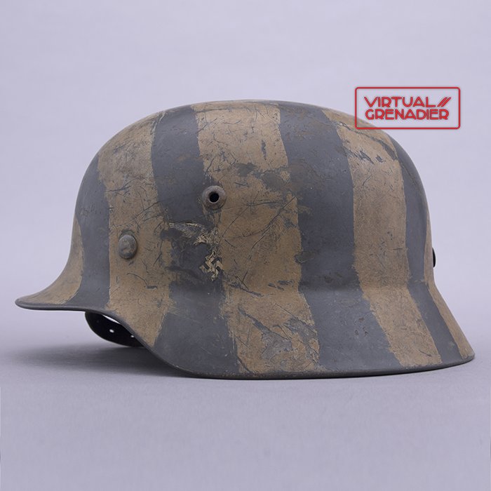 RH14 Luftwaffe M35 double decal tan striped camouflaged helmet — image 2