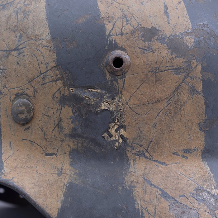 RH14 Luftwaffe M35 double decal tan striped camouflaged helmet — image 3